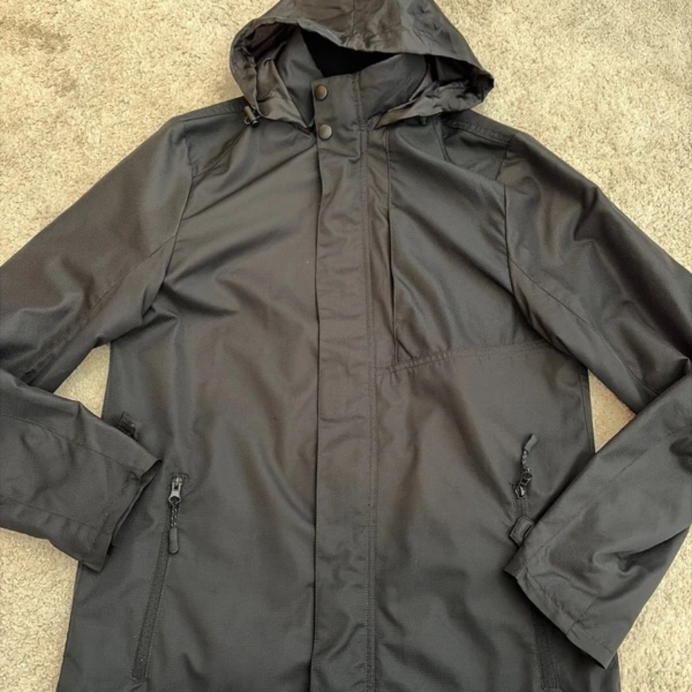 F&F Men's Charcoal Hooded Raincoat